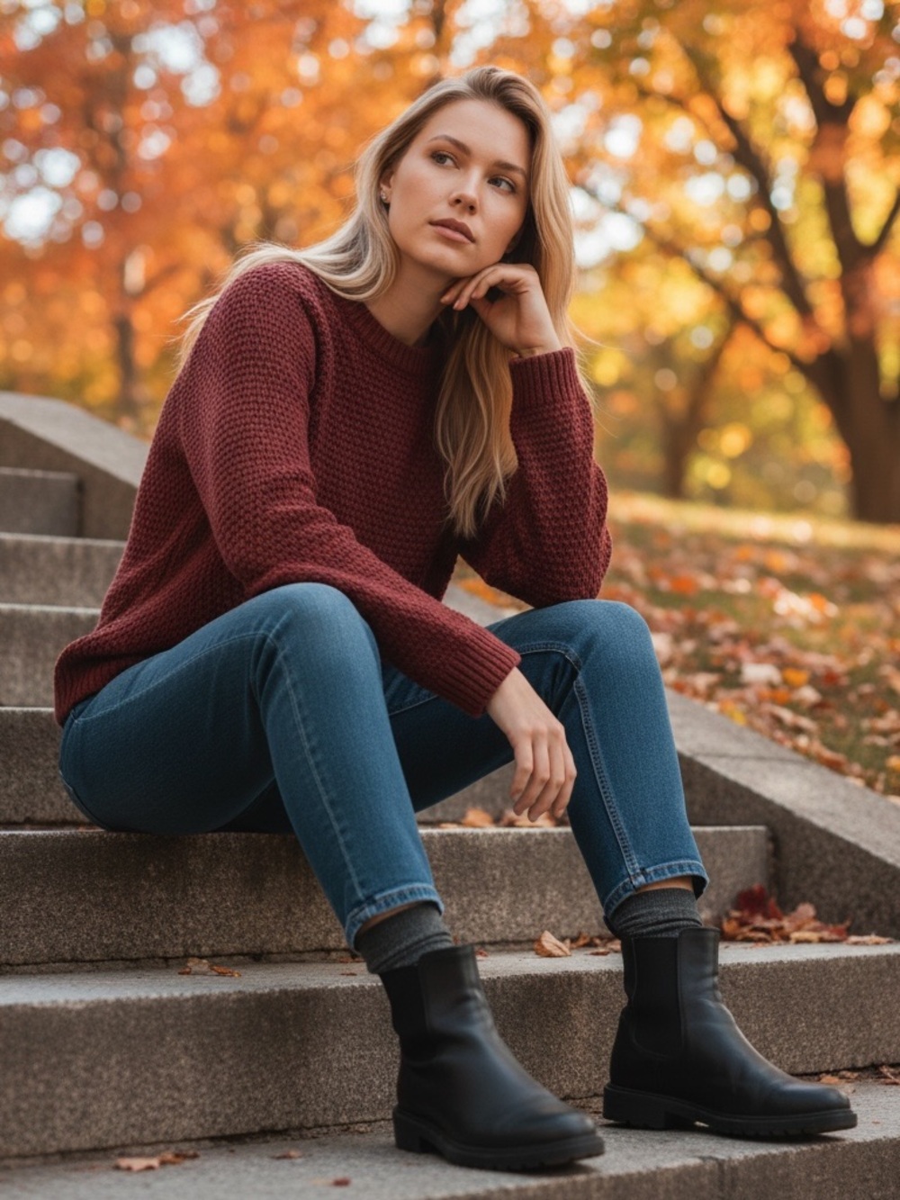 St. John's Bay Textured Crewneck Sweater - Wine